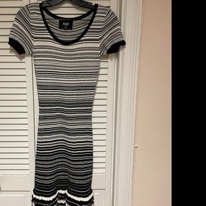 Dolce & Gabbana black/white stripe mini ruffle dress size small